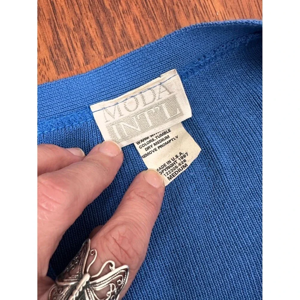 MODA INT’L made in USA Y2K Blue Wrap-Style Sweater. Cropped. Vintage. Layers.